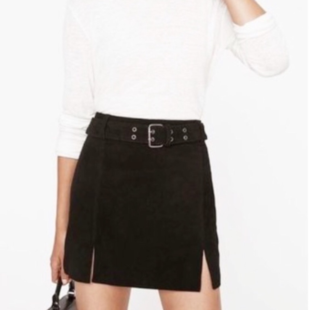 Rebecca Minkoff Black Belted Suede Mini Skirt
